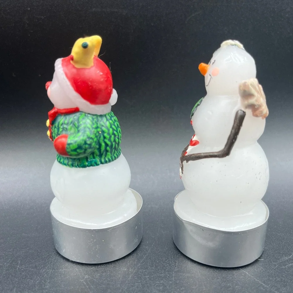 White Barn Candle Co Snowman Tea Light Candles Set of 2 Holiday Decor 3